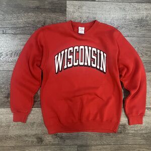 Vintage 80s Santee Sweats Wisconsi Badgers Red White Sweatshirt - Men's Medium